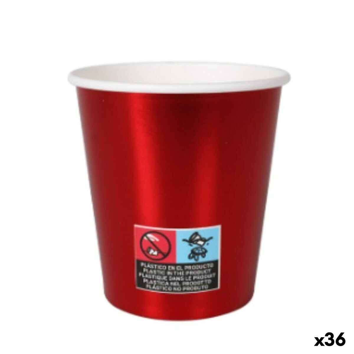 Set de Verres Algon Carton Produits à usage unique Rouge 36 Unités 200 ml (10 Pièces)