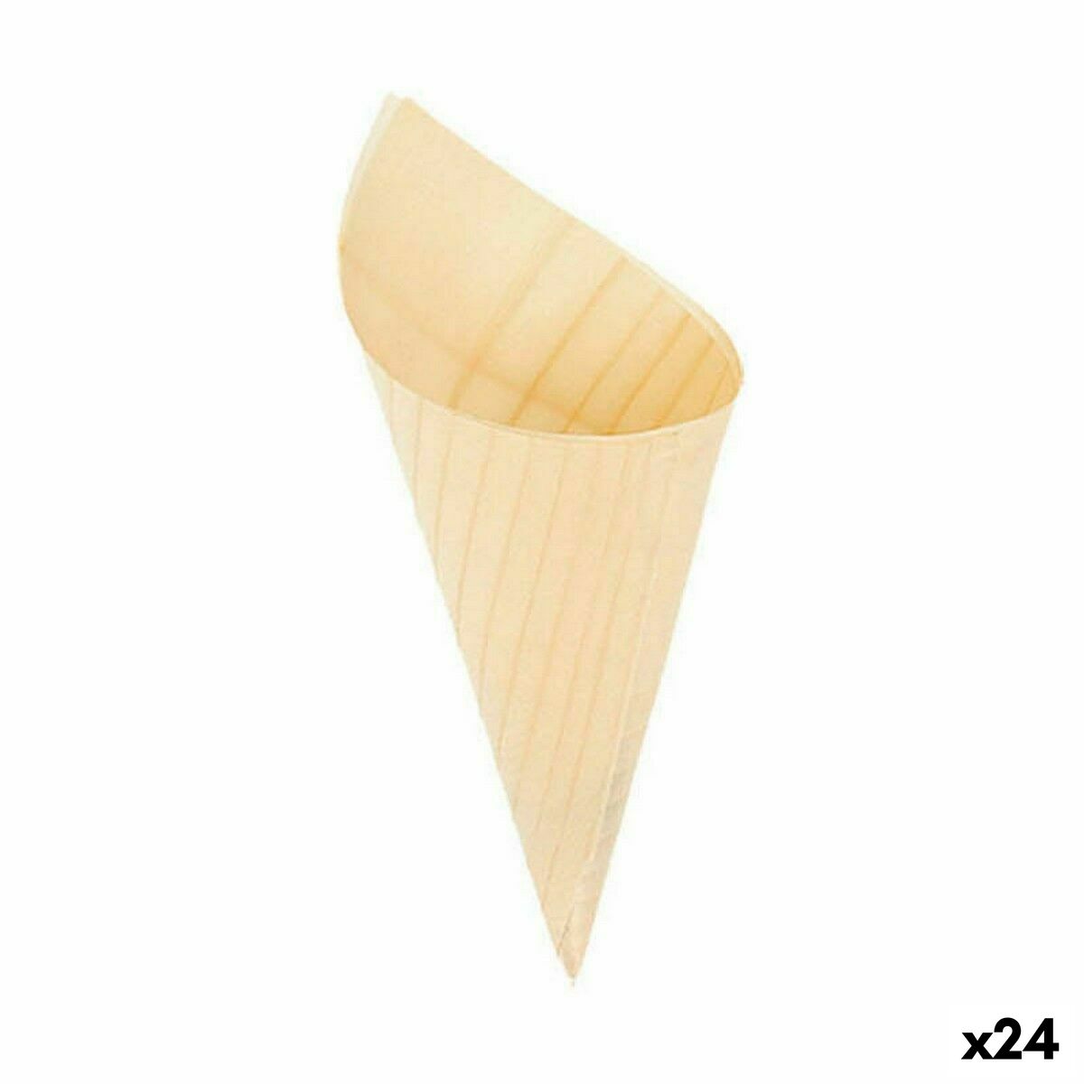 Kommenset Algon Kegels Wegwerp Hout 8 Onderdelen 18 cm (24 Stuks)