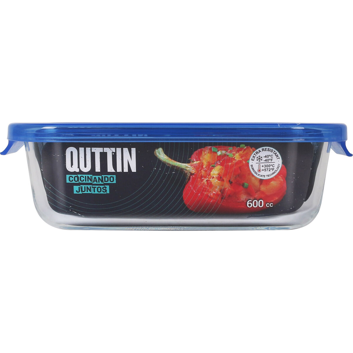 Image secondaire de Boîte à lunch hermétique Quttin Bleu Transparent Rectangulaire 600 ml (6 Unités)