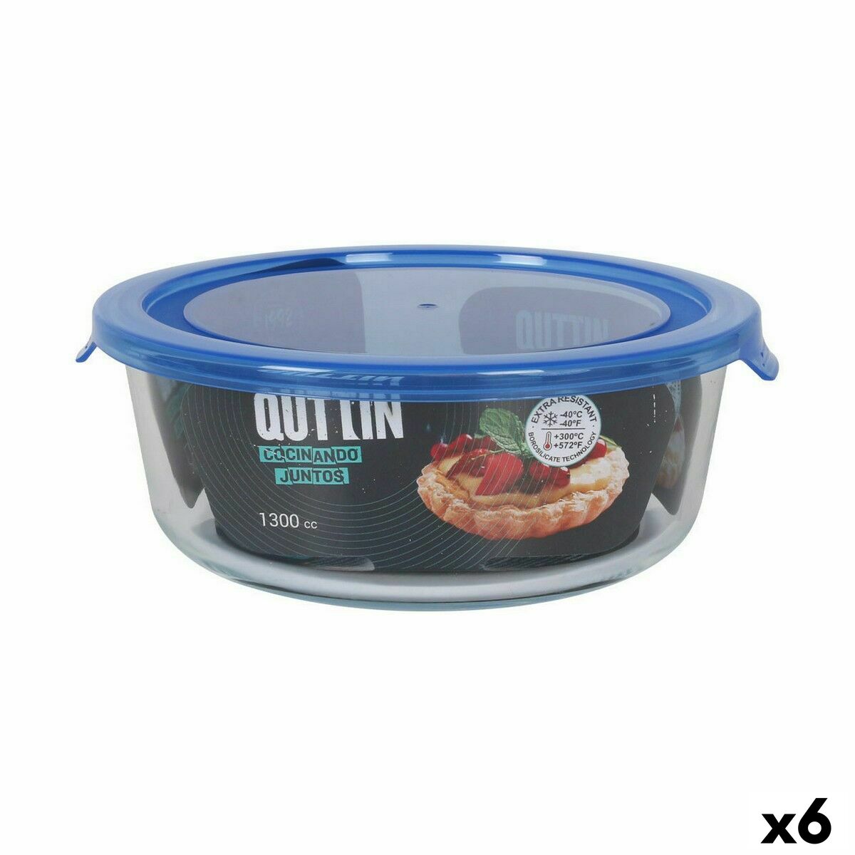 Boîte à lunch hermétique Quttin Bleu Transparent 1,3 L (6 Unités)