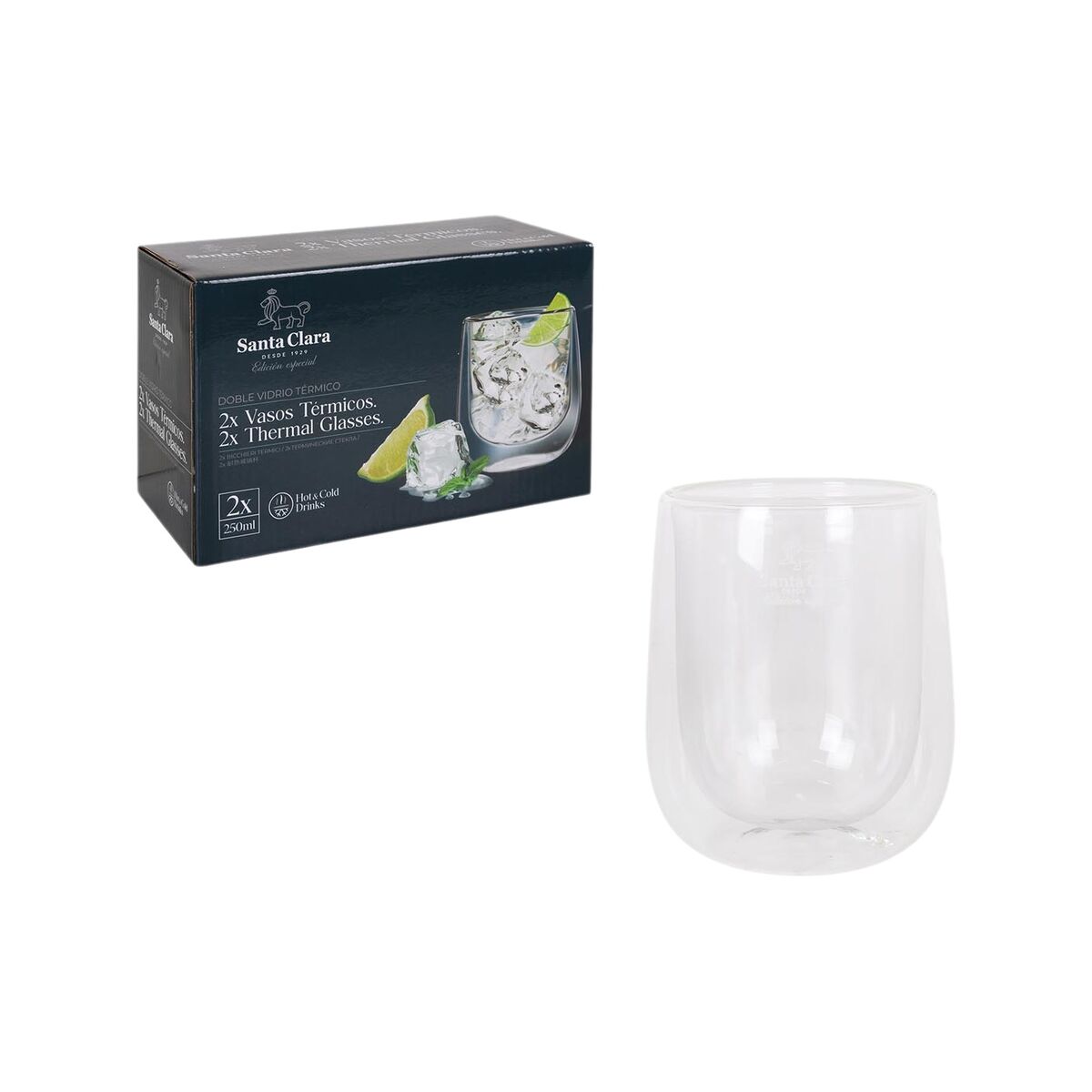 Set de Verres Inde Santa Clara Verre Borosilicaté 250 ml 2 Pièces