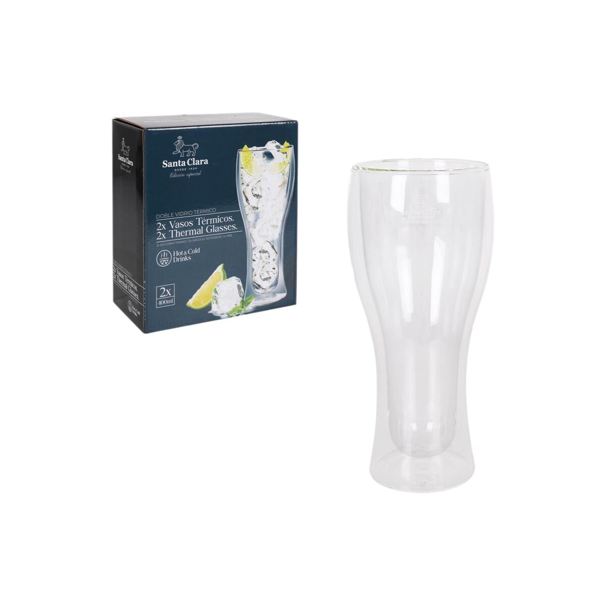 Set de Verres Inde Santa Clara Verre Borosilicaté 400 ml 2 Pièces