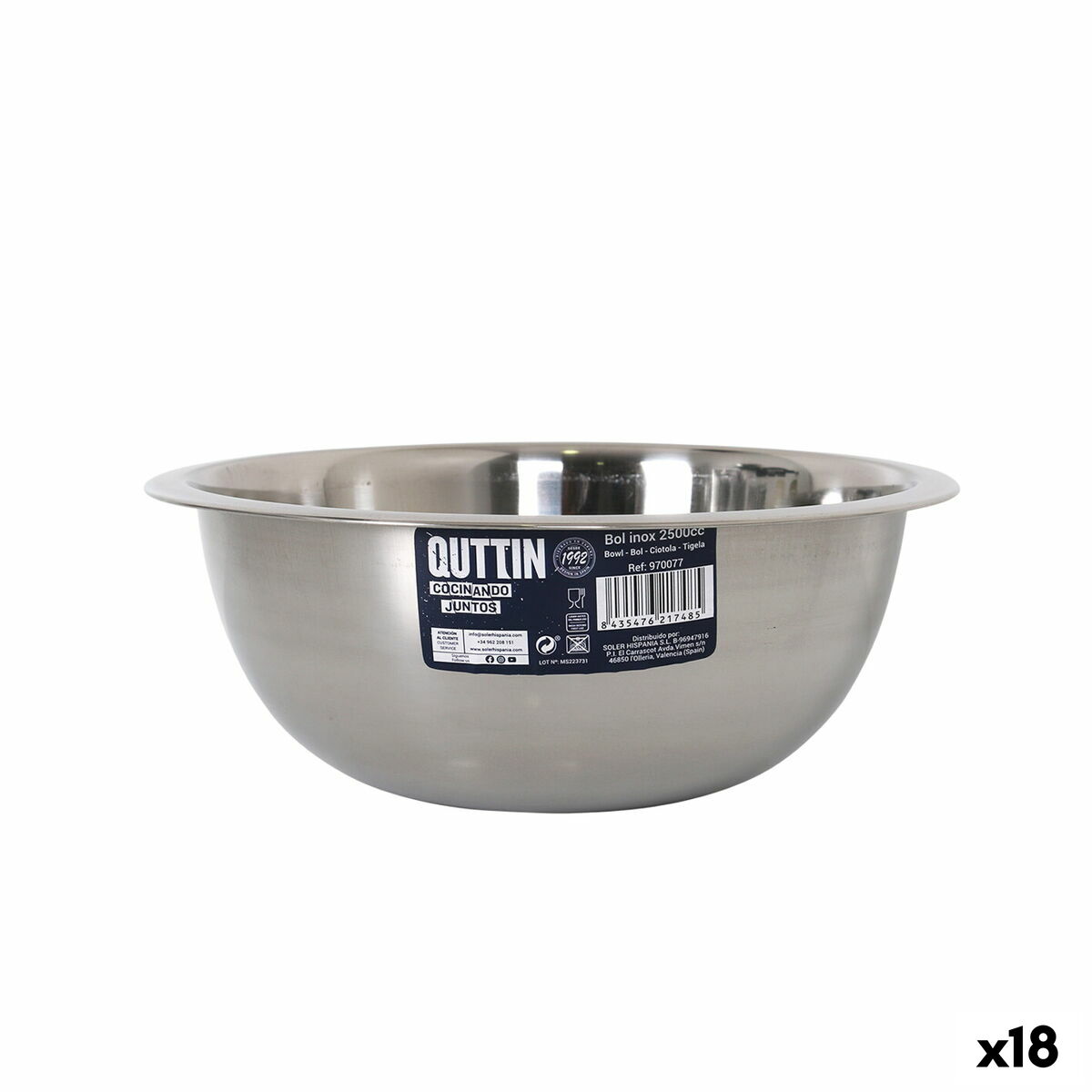 Bol mélangeur Quttin 2,5 L Métal 24,2 x 9,6 cm (18 Unités)