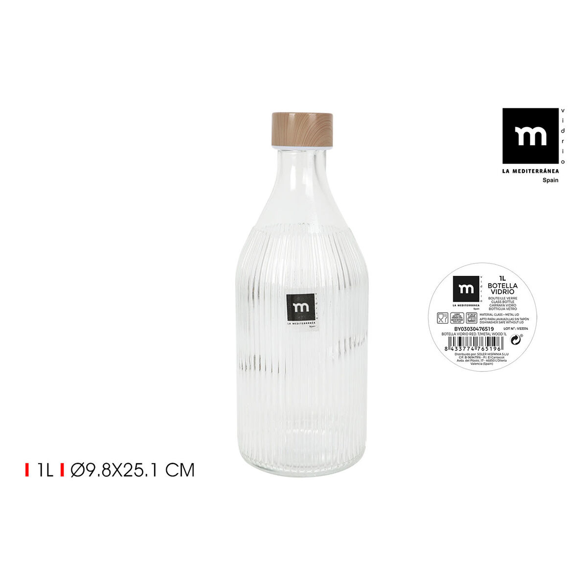 Image secondaire de Bouteille en Verre La Mediterránea Métal verre 1 L (24 Unités)