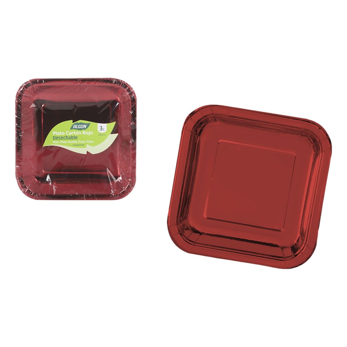 Image secondaire de Service de vaisselle Algon Rouge 26 cm 3 Pièces (18 Unités)
