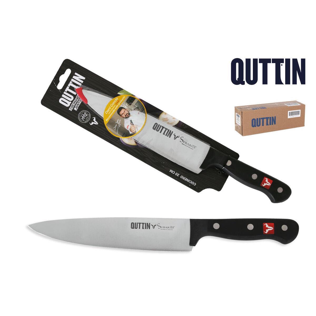 Image secondaire de Couteau de cuisine Quttin SYBARITE Noir Argenté 20 cm (8 Unités)