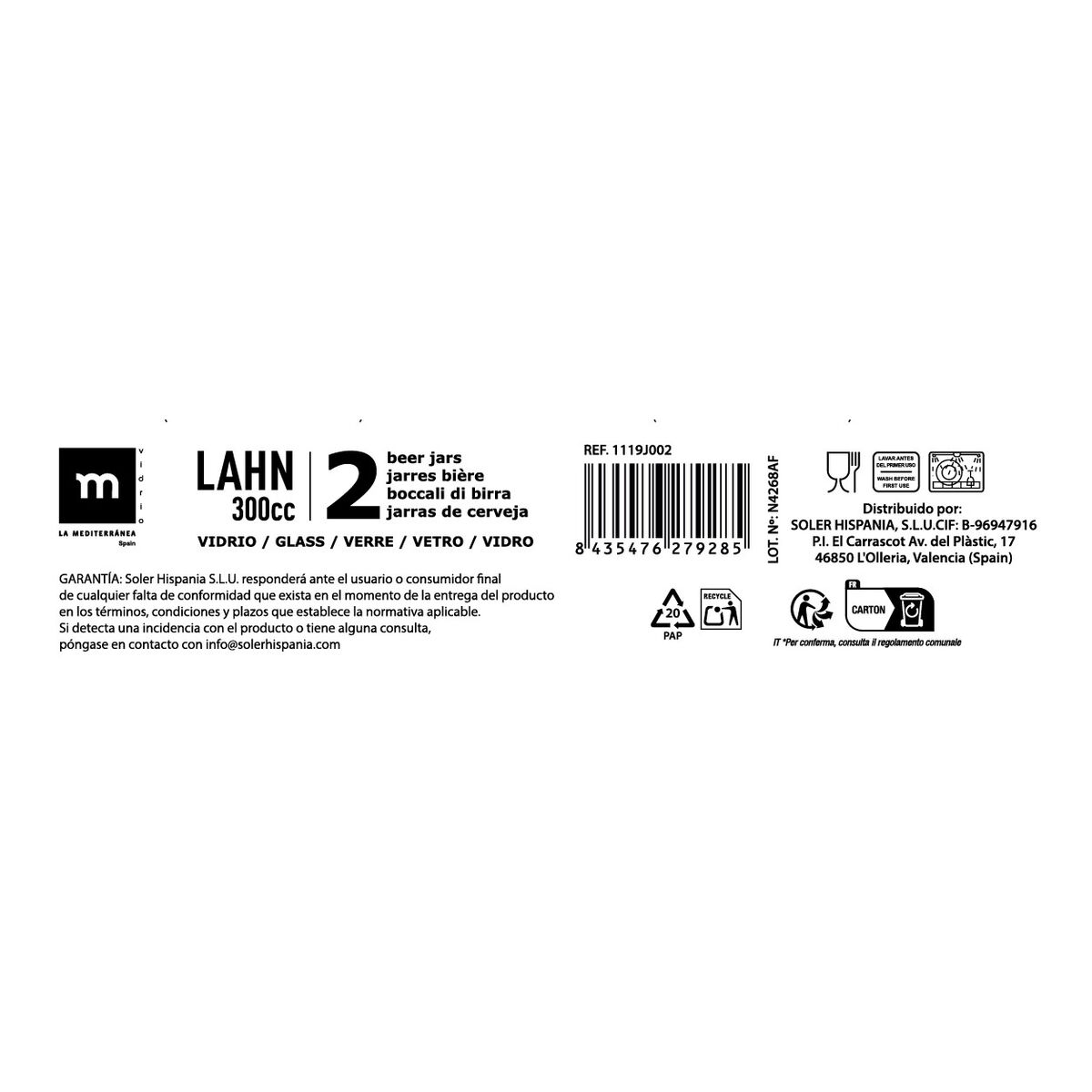 Image secondaire de Ensemble de jarres La Mediterránea Lahn 2 Pièces (24 Unités)