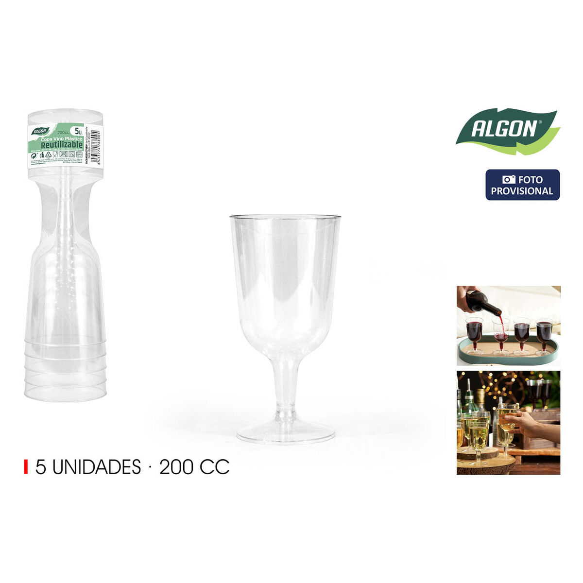 Image secondaire de verre de vin Algon 200 ml 5 Pièces (24 Unités)