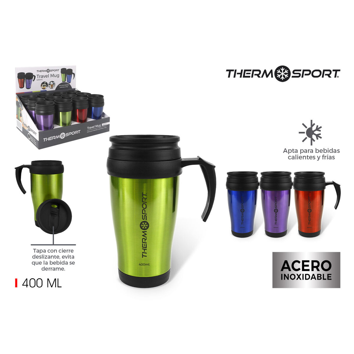 Image secondaire de Tasse Thermos avec Couvercle ThermoSport 400 ml (12 Unités)