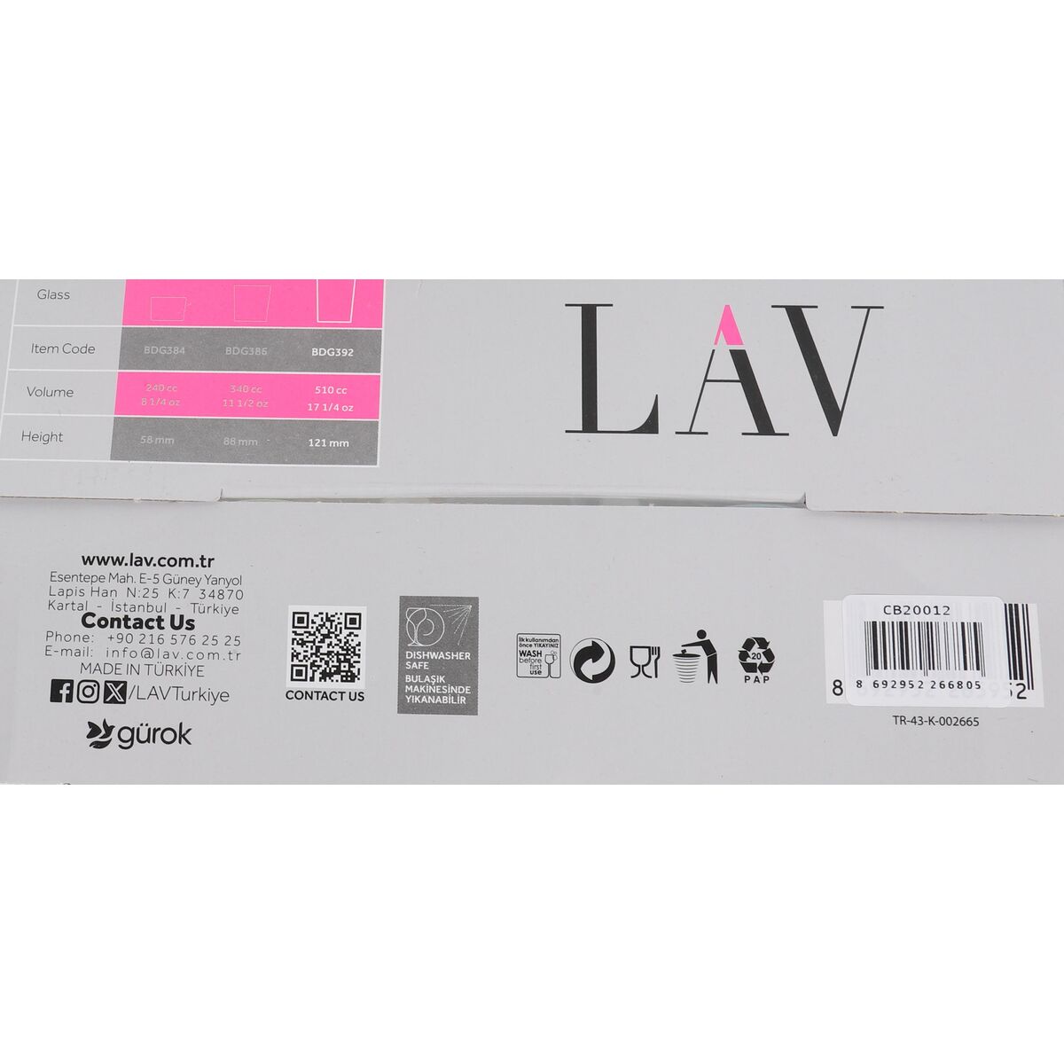 Image secondaire de Set de Verres LAV BDG392PBT.60 515 ml (6 Unités)