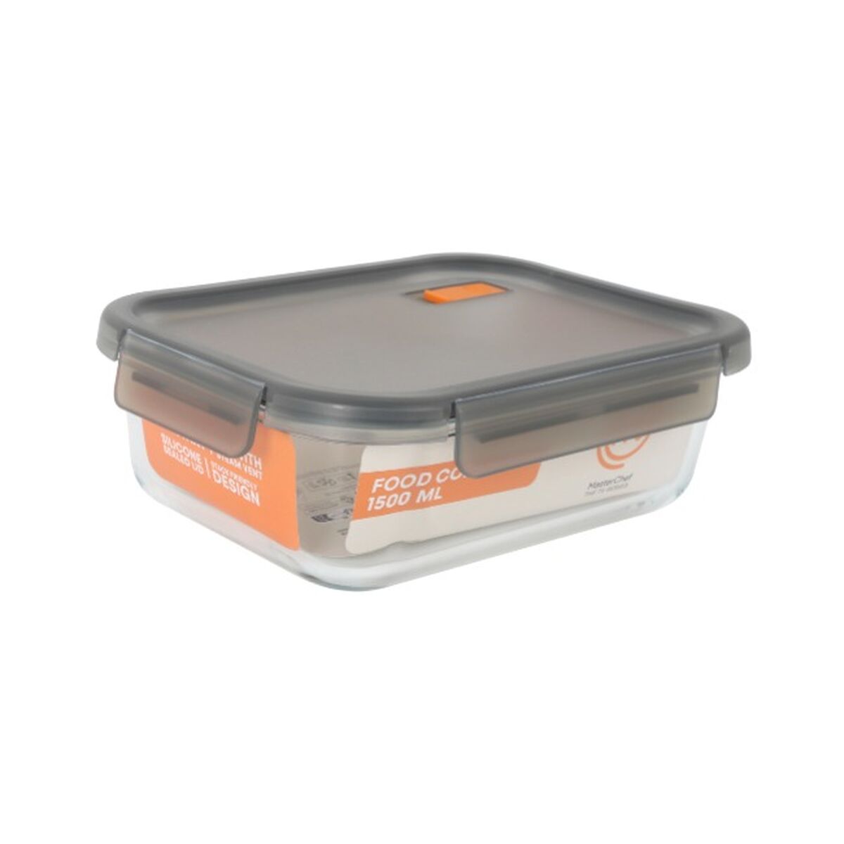 Image secondaire de Boîte à lunch hermétique MasterChef Gris Transparent Rectangulaire 1,5 L (6 Unités)