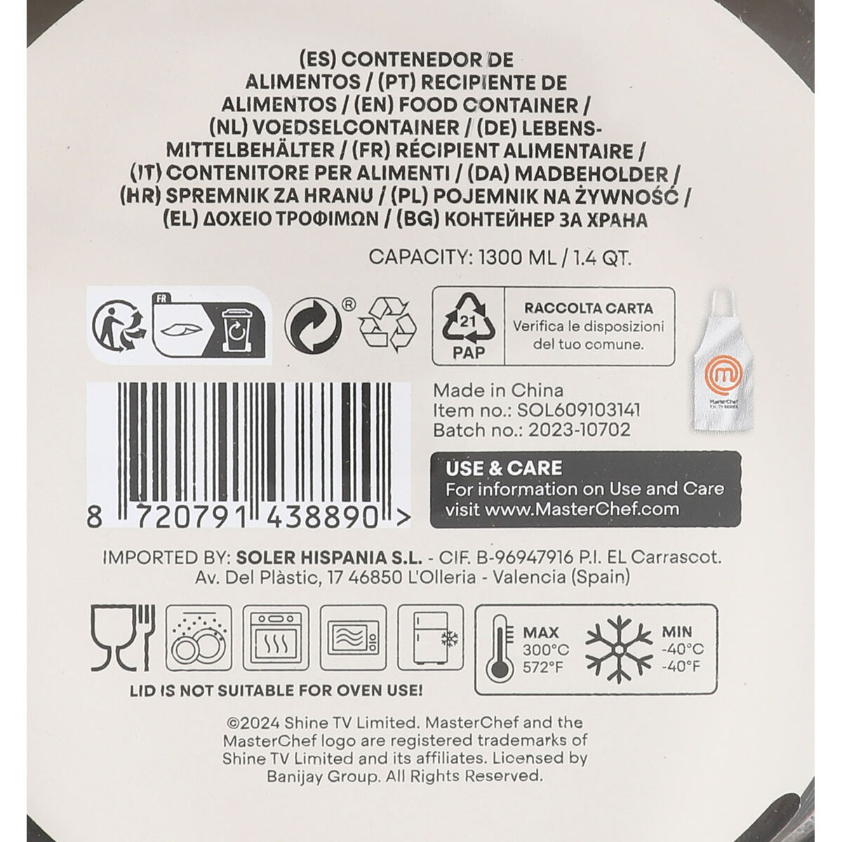 Image secondaire de Boîte à lunch hermétique MasterChef Gris Transparent Ronde 1,3 L (6 Unités)