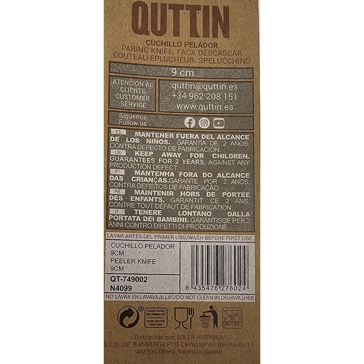 Image secondaire de l'Eplucheur Quttin Terra Marron Argenté Acier inoxydable 9 cm (48 Unités)
