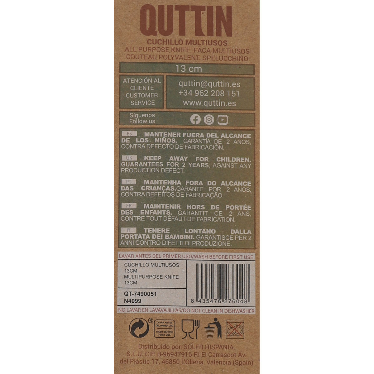 Image secondaire de Couteau de cuisine Quttin Terra 13 cm (36 Unités)