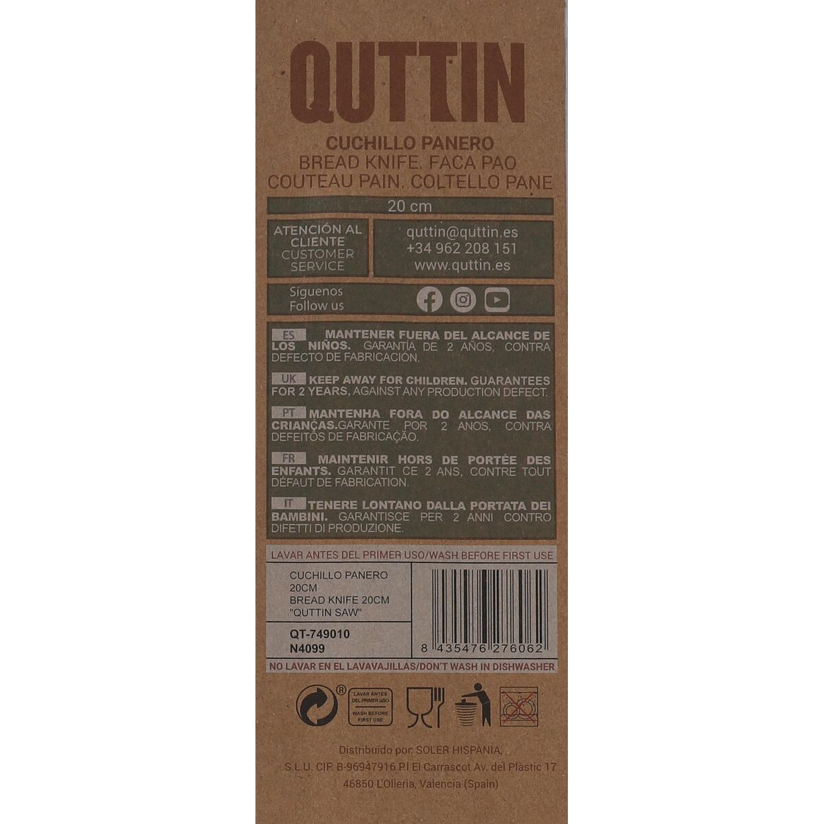 Image secondaire de Couteau de cuisine Quttin Terra 20 cm (24 Unités)