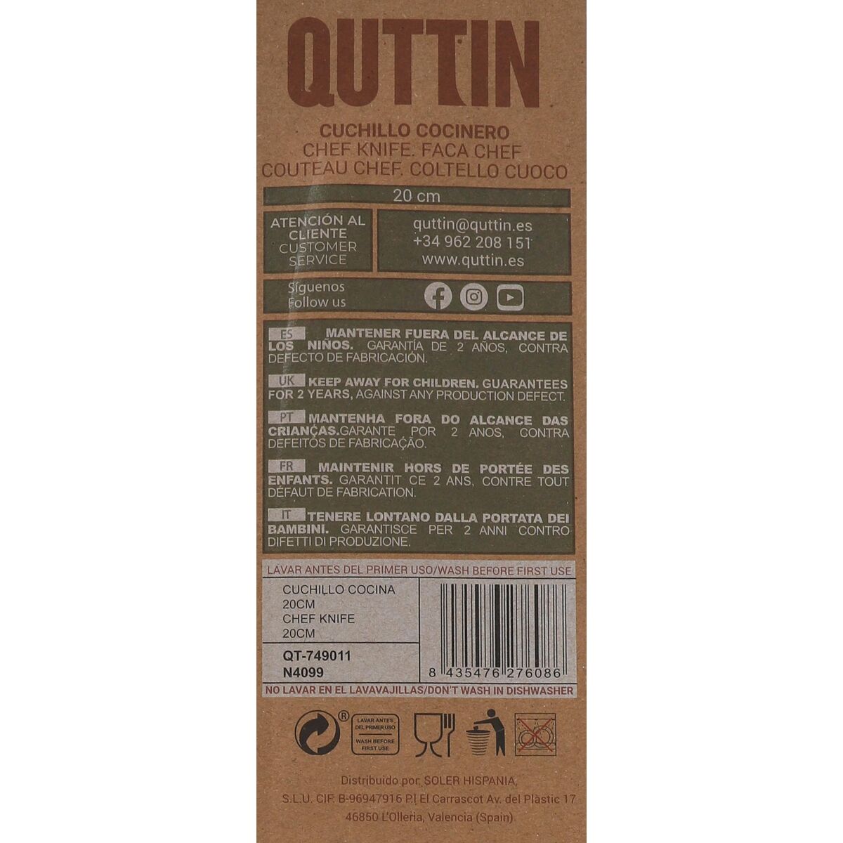 Image secondaire de Couteau de cuisine Quttin Terra 20 cm (24 Unités)
