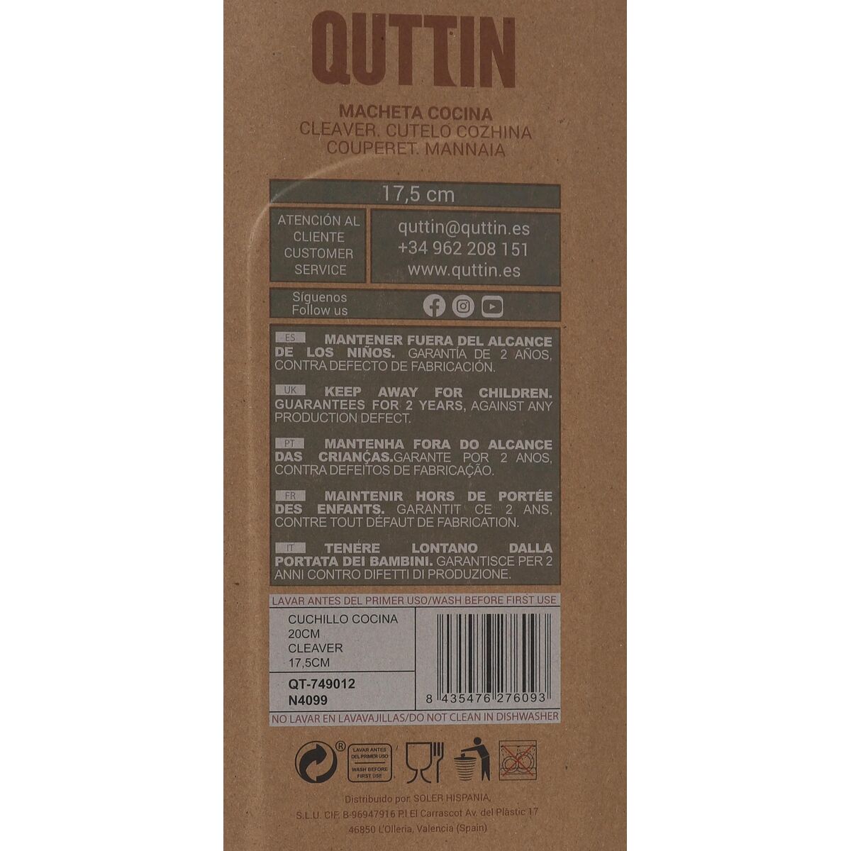 Image secondaire de Couteau de cuisine Quttin Terra 17,5 cm (8 Unités)