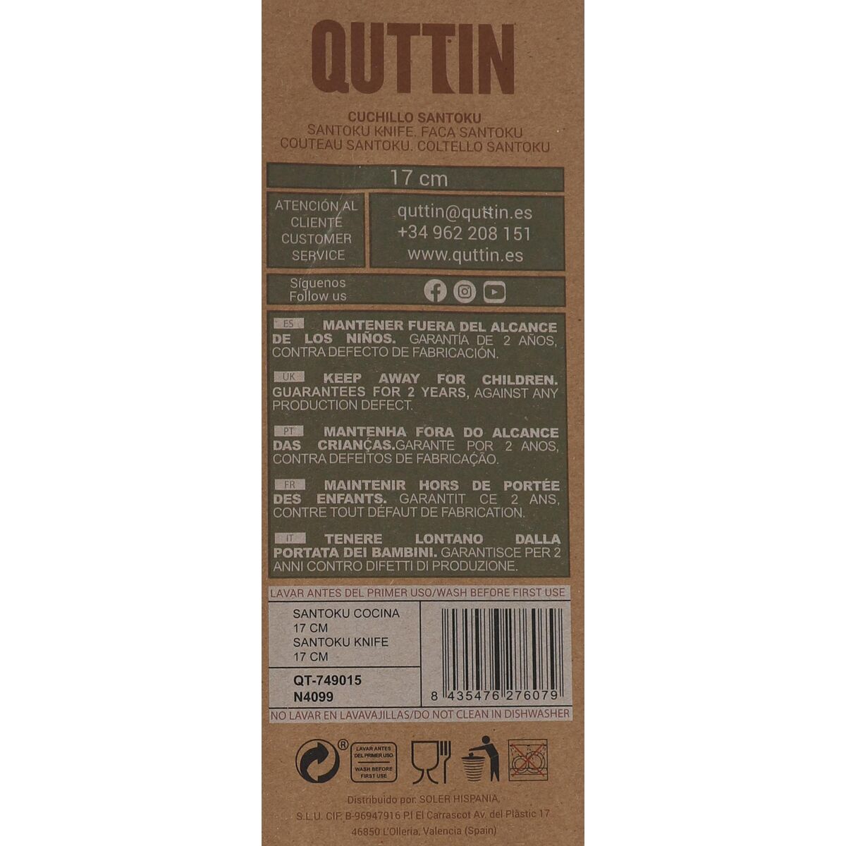 Image secondaire de Couteau de cuisine Quttin Terra 17 cm (24 Unités)