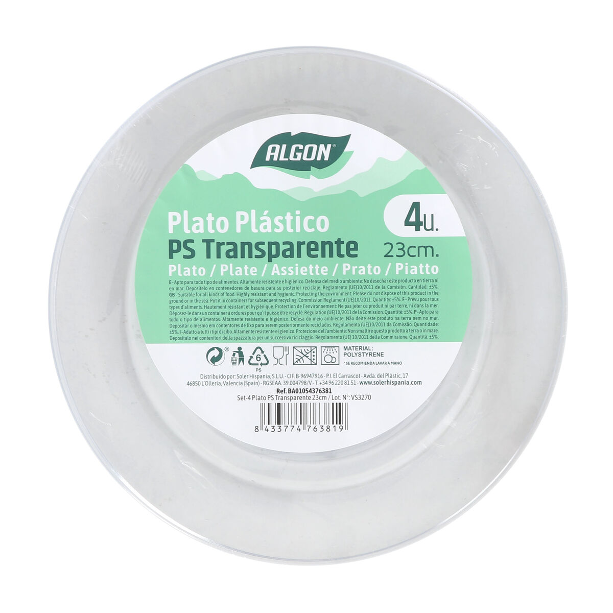 Image secondaire de Service de vaisselle Algon 23 cm 4 Pièces (24 Unités)