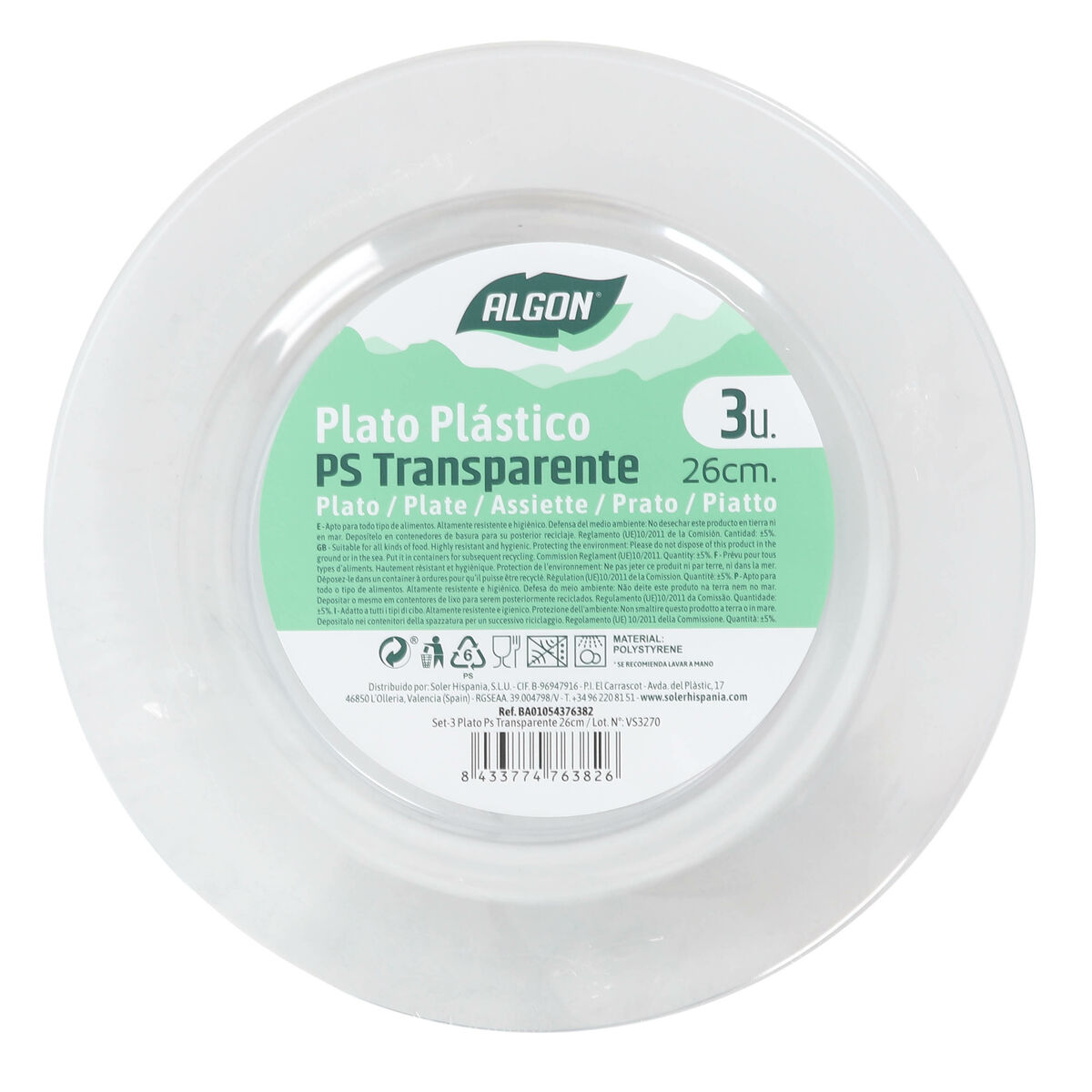 Image secondaire de Service de vaisselle Algon 26 cm 3 Pièces (24 Unités)