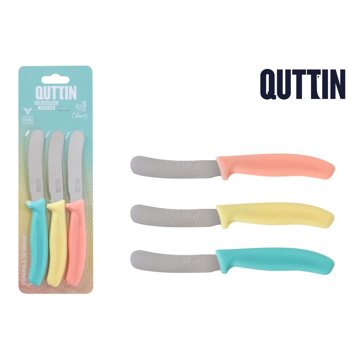 Image secondaire de Couteau de cuisine Quttin Basic 20 cm 0,8 mm 3 Pièces (12 Unités)