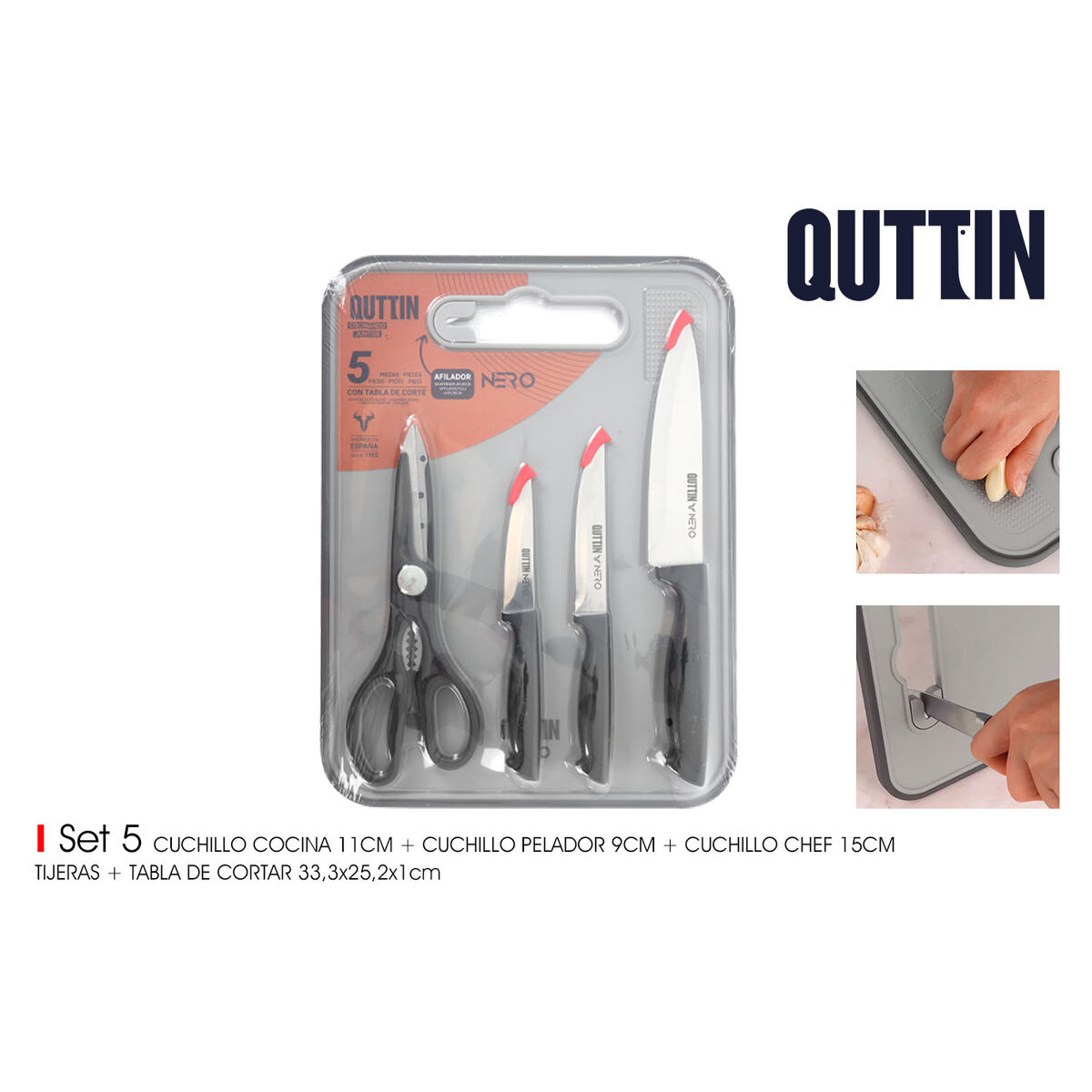 Image secondaire de Ensemble de Couteaux Quttin Nero 5 Pièces (4 Unités)