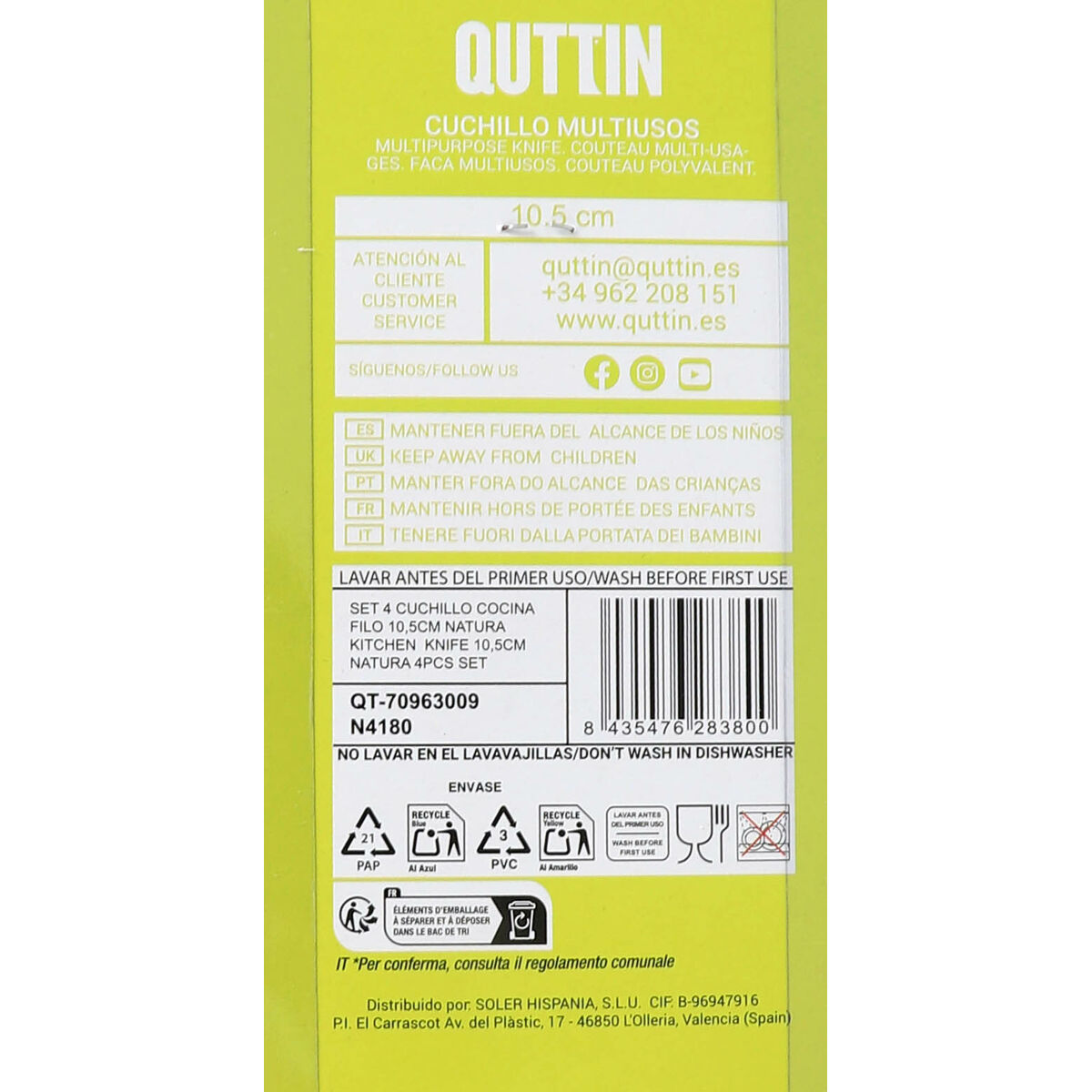 Image secondaire de Ensemble de Couteaux Quttin Natura Marron Argenté Acier inoxydable 10,5 cm 4 Pièces (12 Unités)