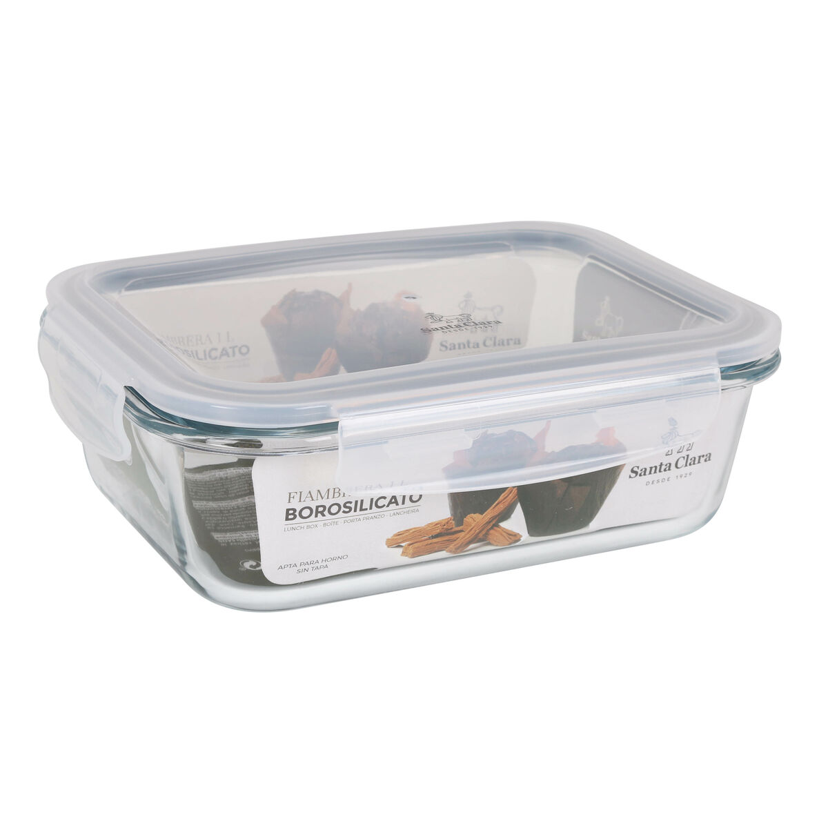 Image secondaire de Boîte à lunch hermétique Santa Clara Transparent Rectangulaire 1L (6 Unités)