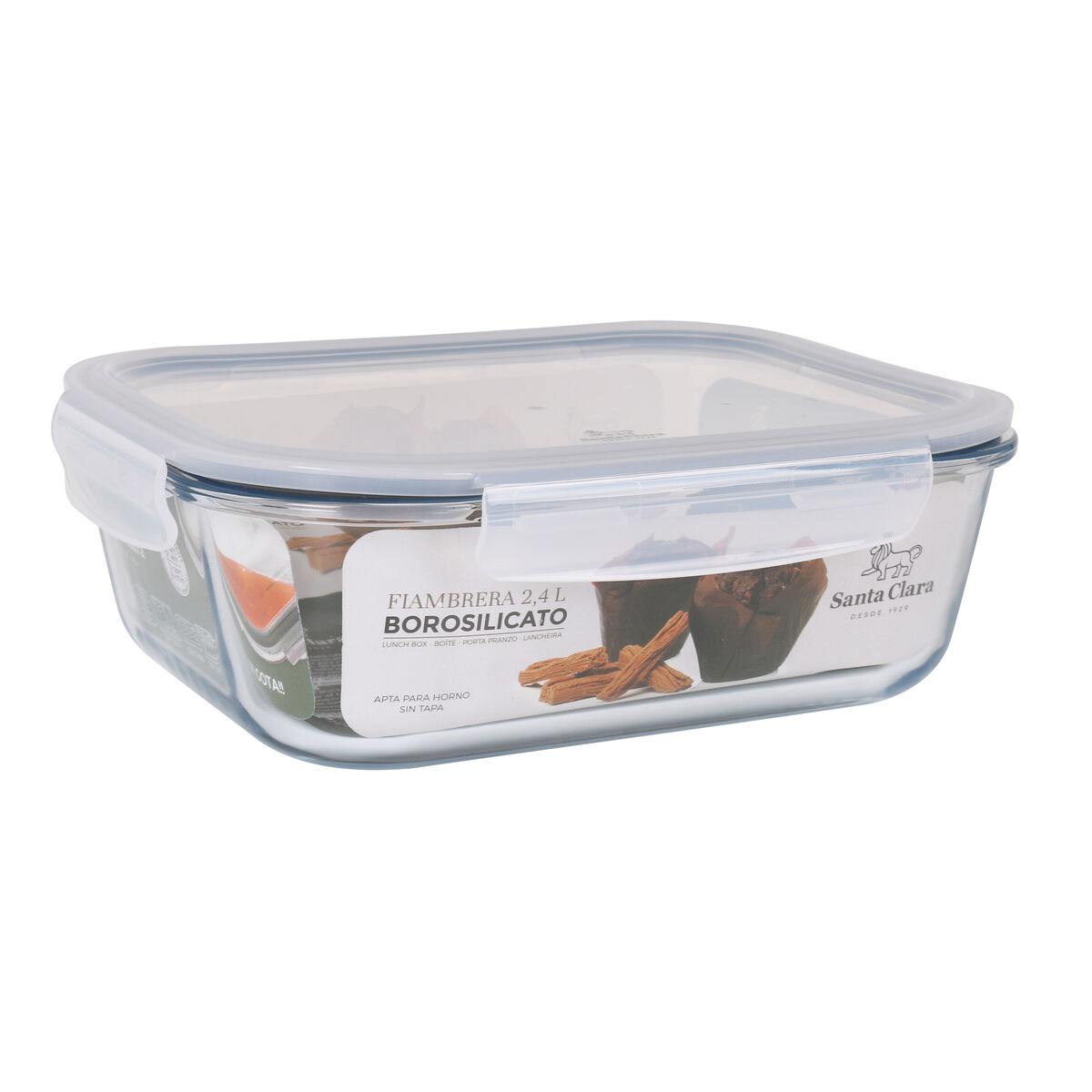 Image secondaire de Boîte à lunch hermétique Santa Clara Transparent Rectangulaire 2,4 L (4 Unités)