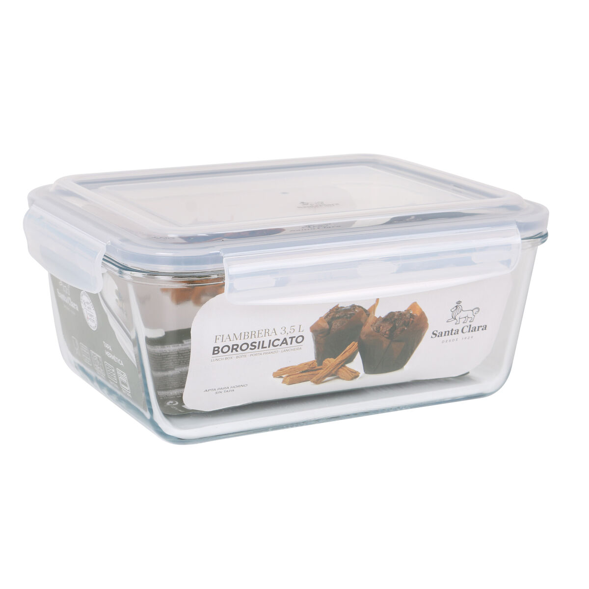 Image secondaire de Boîte à lunch hermétique Santa Clara Transparent Rectangulaire 3,5 L (3 Unités)