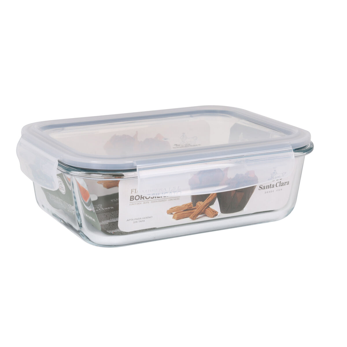 Image secondaire de Boîte à lunch hermétique Santa Clara Transparent Rectangulaire 1,5 L (6 Unités)