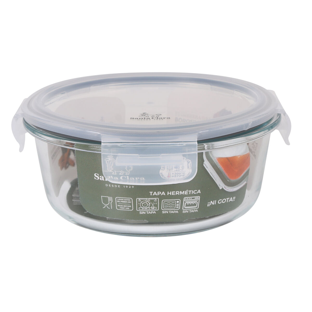 Image secondaire de Boîte à lunch hermétique Santa Clara Transparent Ø 17 cm 0,9 l (6 Unités)