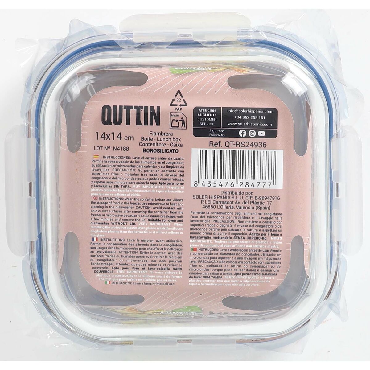 Image secondaire de Boîte à lunch hermétique Quttin Boho Transparent 550 ml (12 Unités)