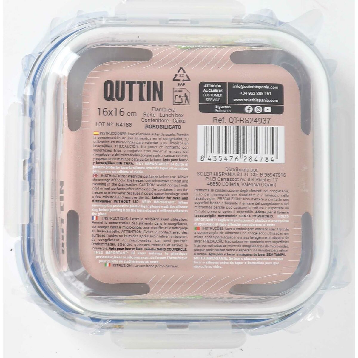 Image secondaire de Boîte à lunch hermétique Quttin Boho Transparent 750 ml (6 Unités)