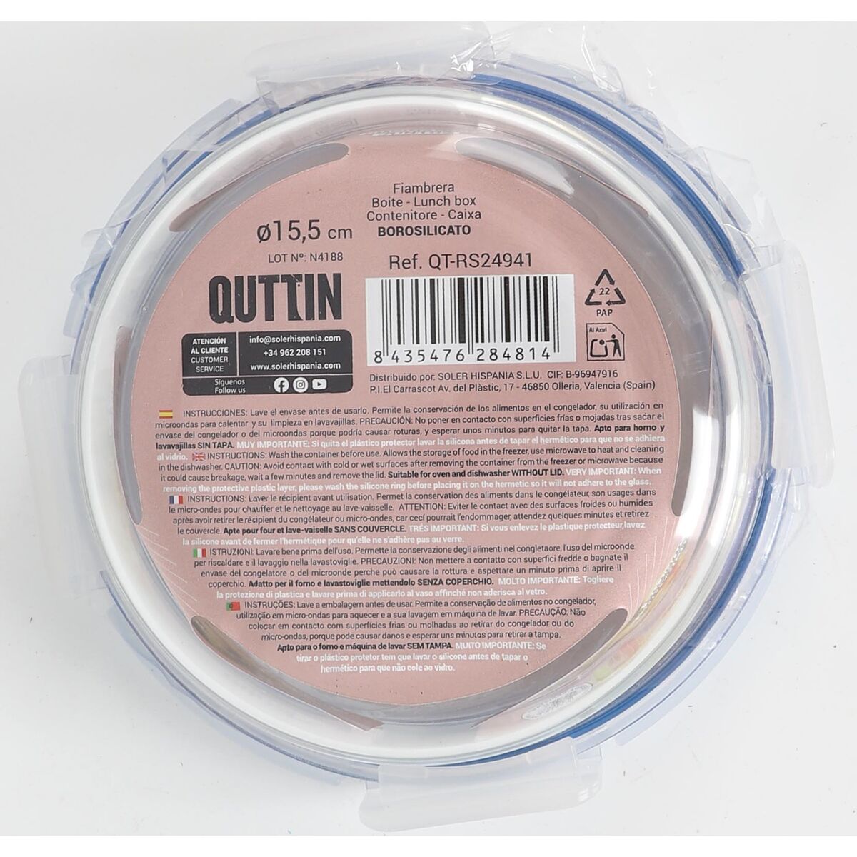 Image secondaire de Boîte à lunch hermétique Quttin Boho Transparent 650 ml (6 Unités)