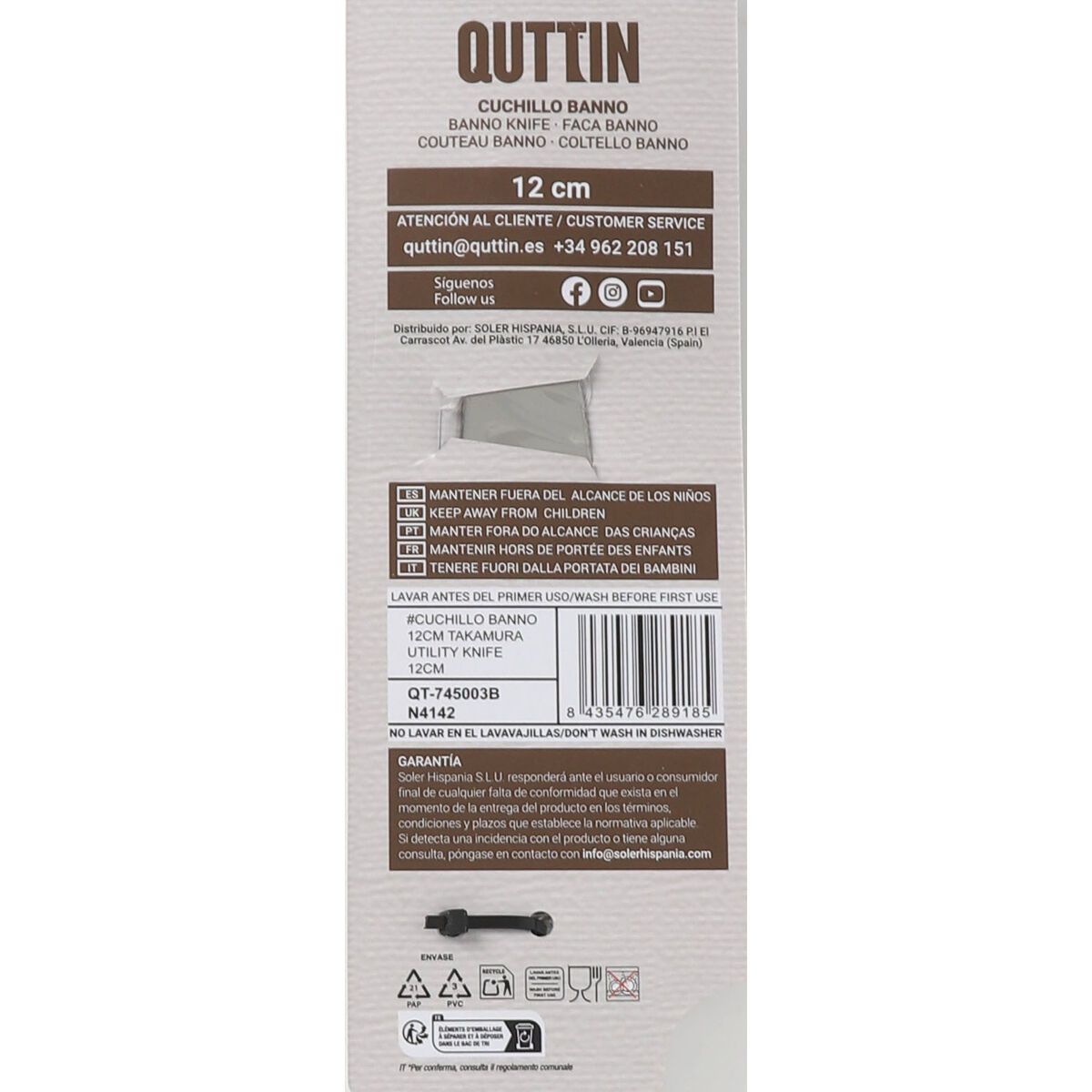 Image secondaire de Couteau de cuisine Quttin Banno Takamura Marron Argenté 12 cm (12 Unités)
