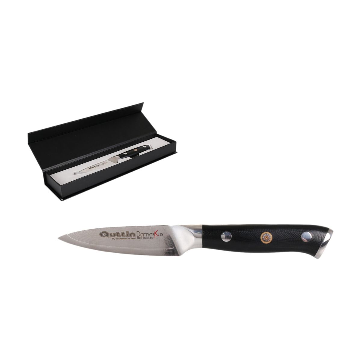 Image secondaire de Eplucheur Quttin Damaskus Noir Argenté Acier inoxydable 9 cm (2 Unités)