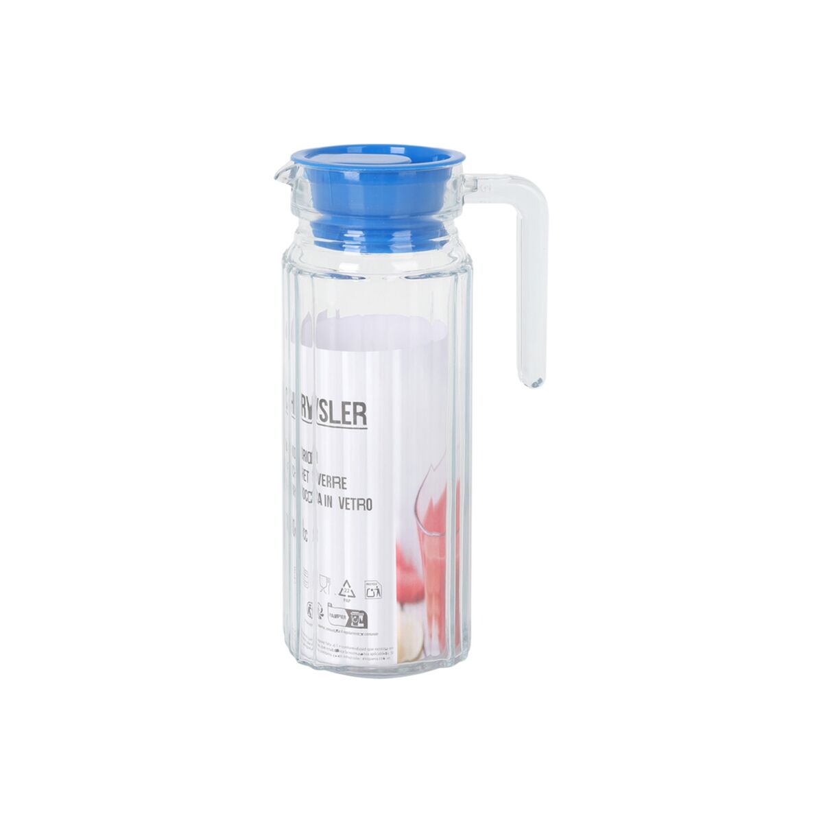 Jar with Lid and Dosage Dispenser La Mediterránea Chrysler Blue Transparent Glass (6 Units), view 3