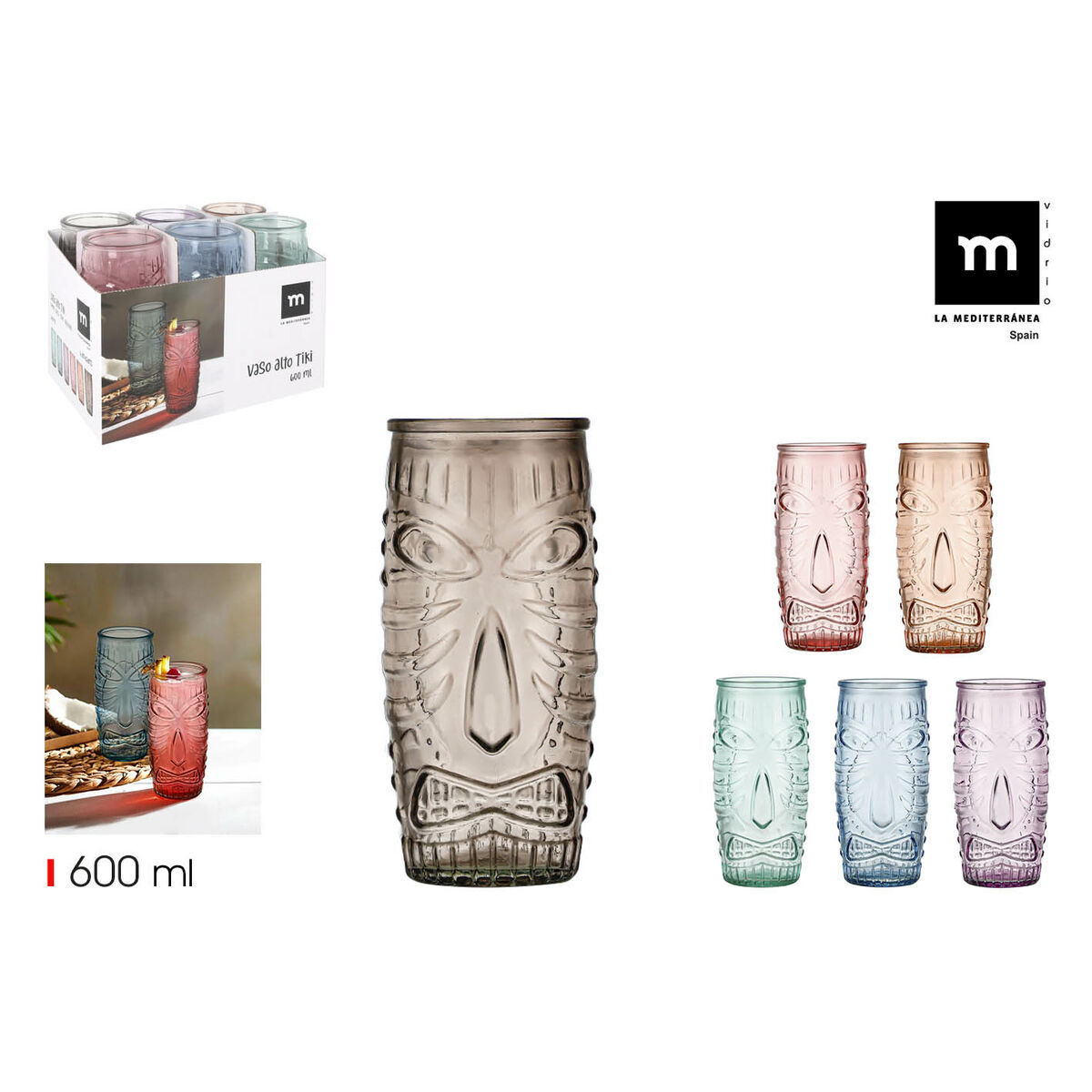 Image secondaire de Verre d'eau La Mediterránea TIKI 0,6 L (24 Unités)