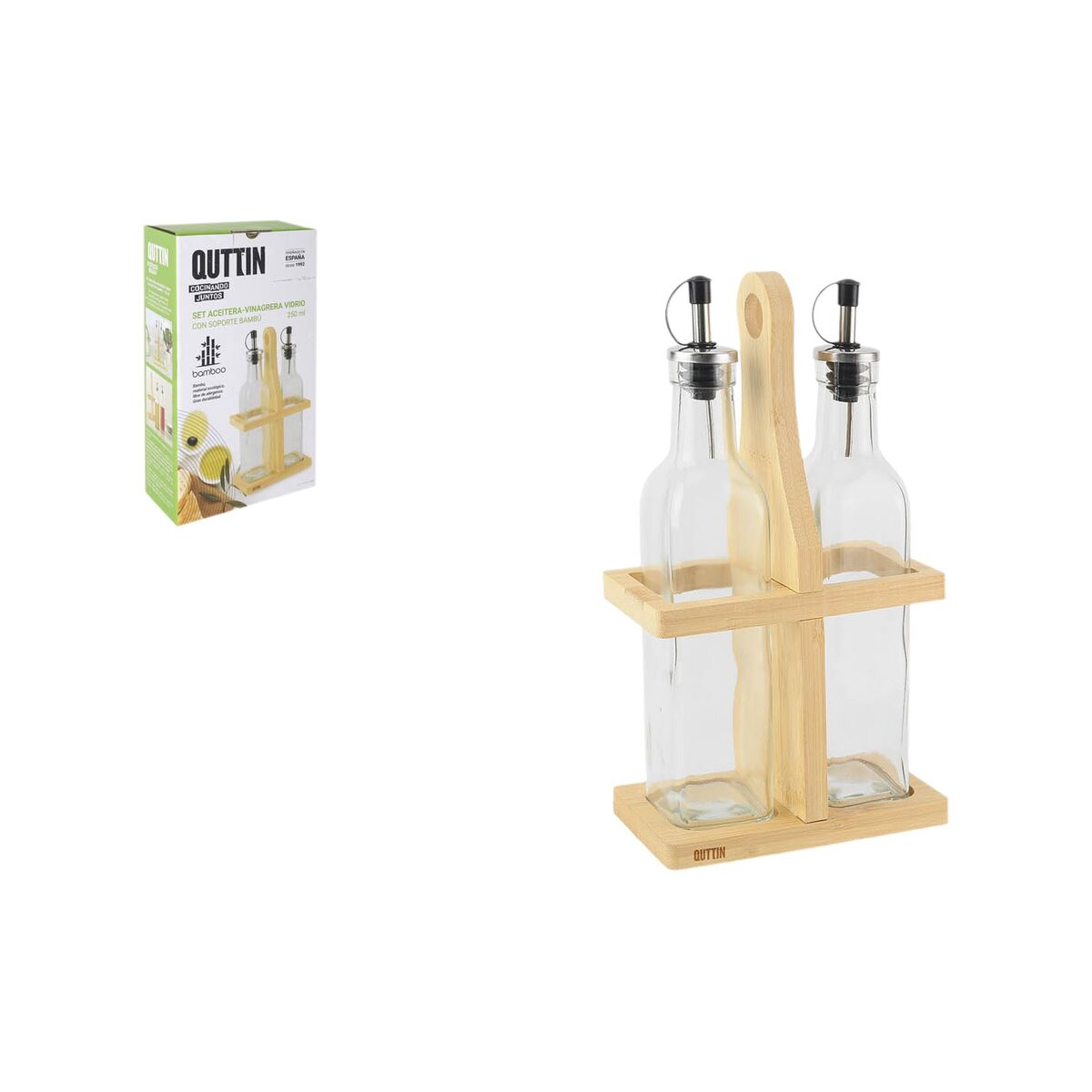 Image secondaire de Set de pansement Quttin Marron Transparent verre Bambou 250 ml 2 Pièces (12 Unités)