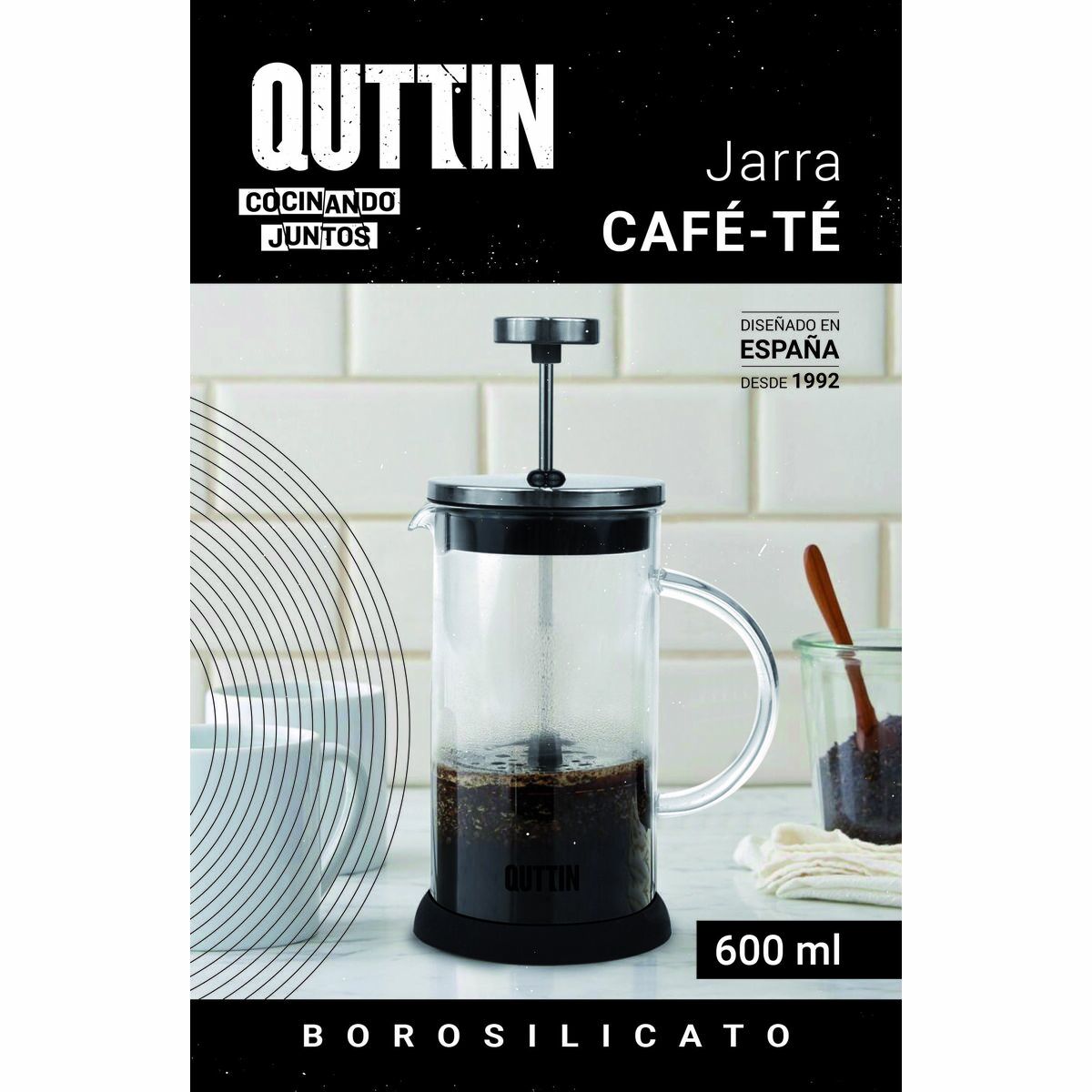 Mug with Infusion Filter Quttin Borosilicate Glass 0,6 L (8 Units), view 6