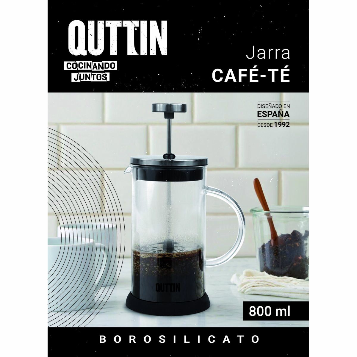 Mug with Infusion Filter Quttin Borosilicate Glass 800 ml 16 x 11 x 18 cm (8 Units), view 6