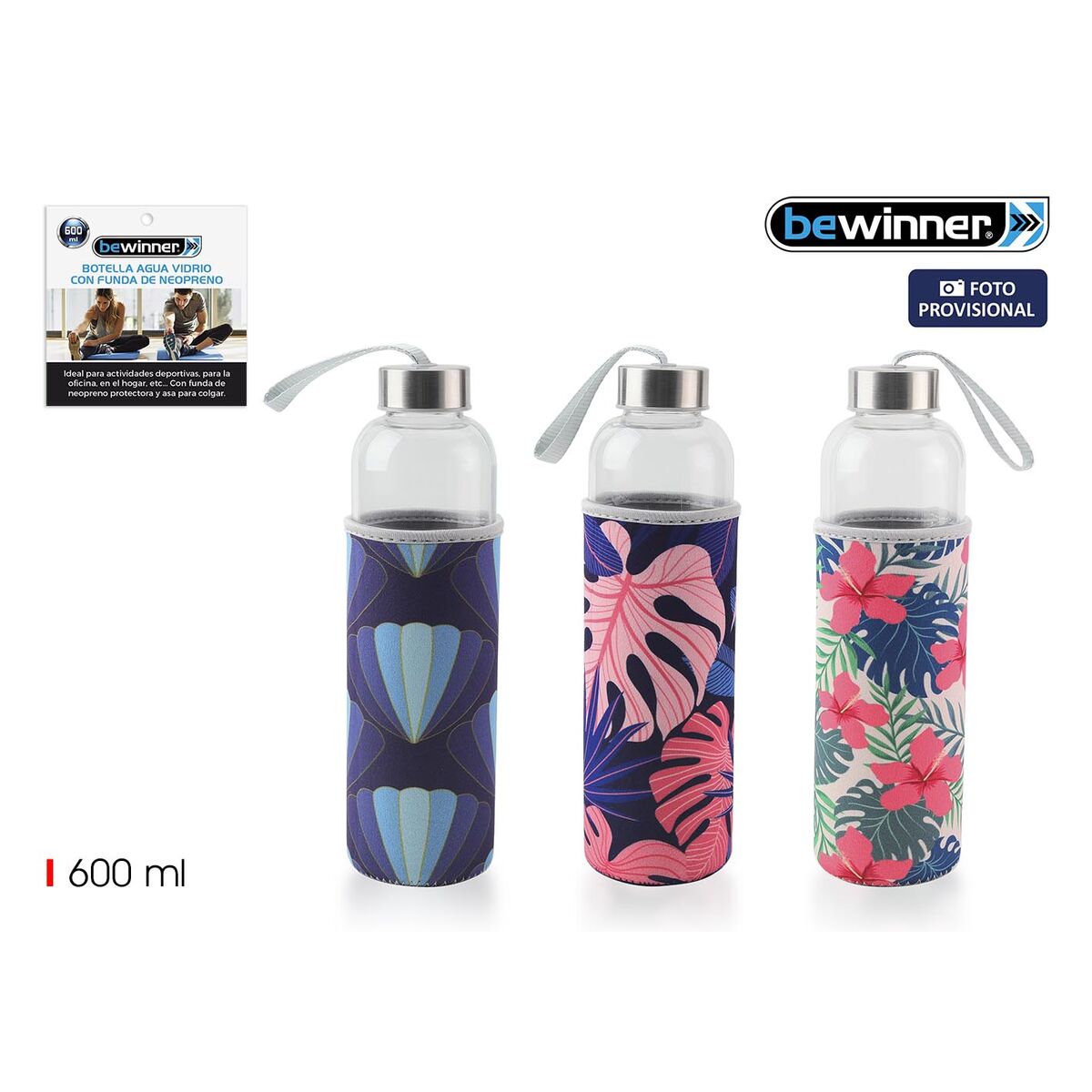 Image secondaire de Bouteille d'eau Bewinner verre 600 ml (24 Unités)
