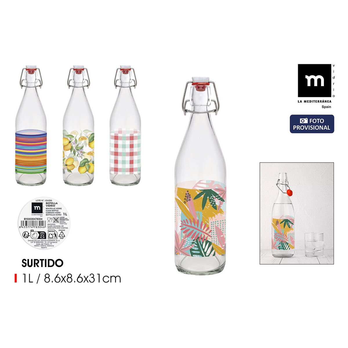 Image secondaire de Bouteille en Verre La Mediterránea verre 1 L (12 Unités)