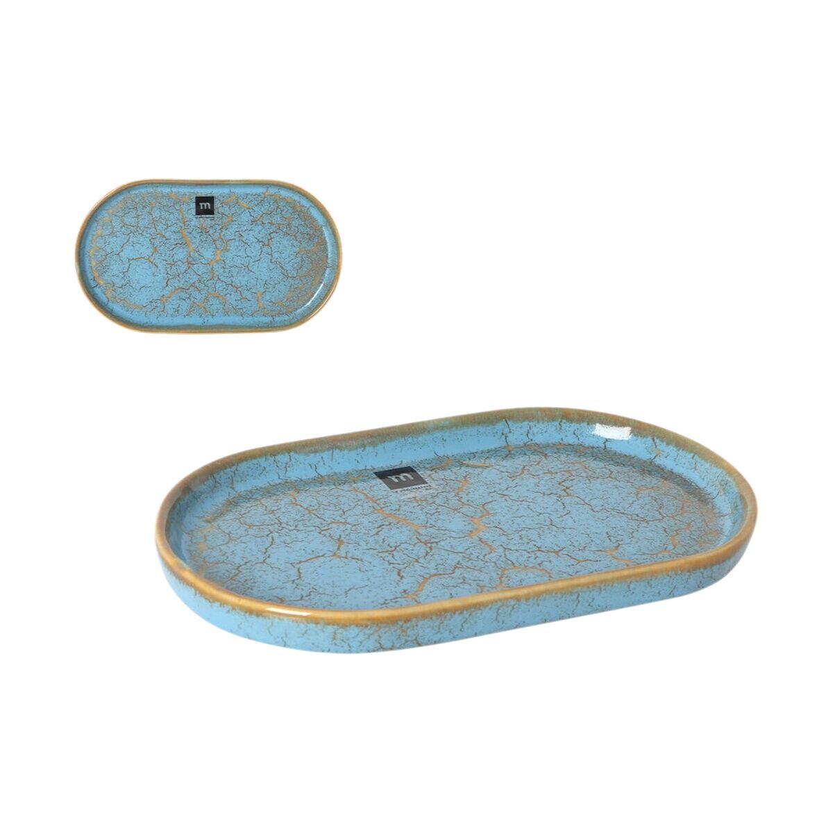 Serving Platter La Mediterránea Scratch blue Porcelain Oval 25,3 x 13,5 x 2 cm (12 Units), view 3