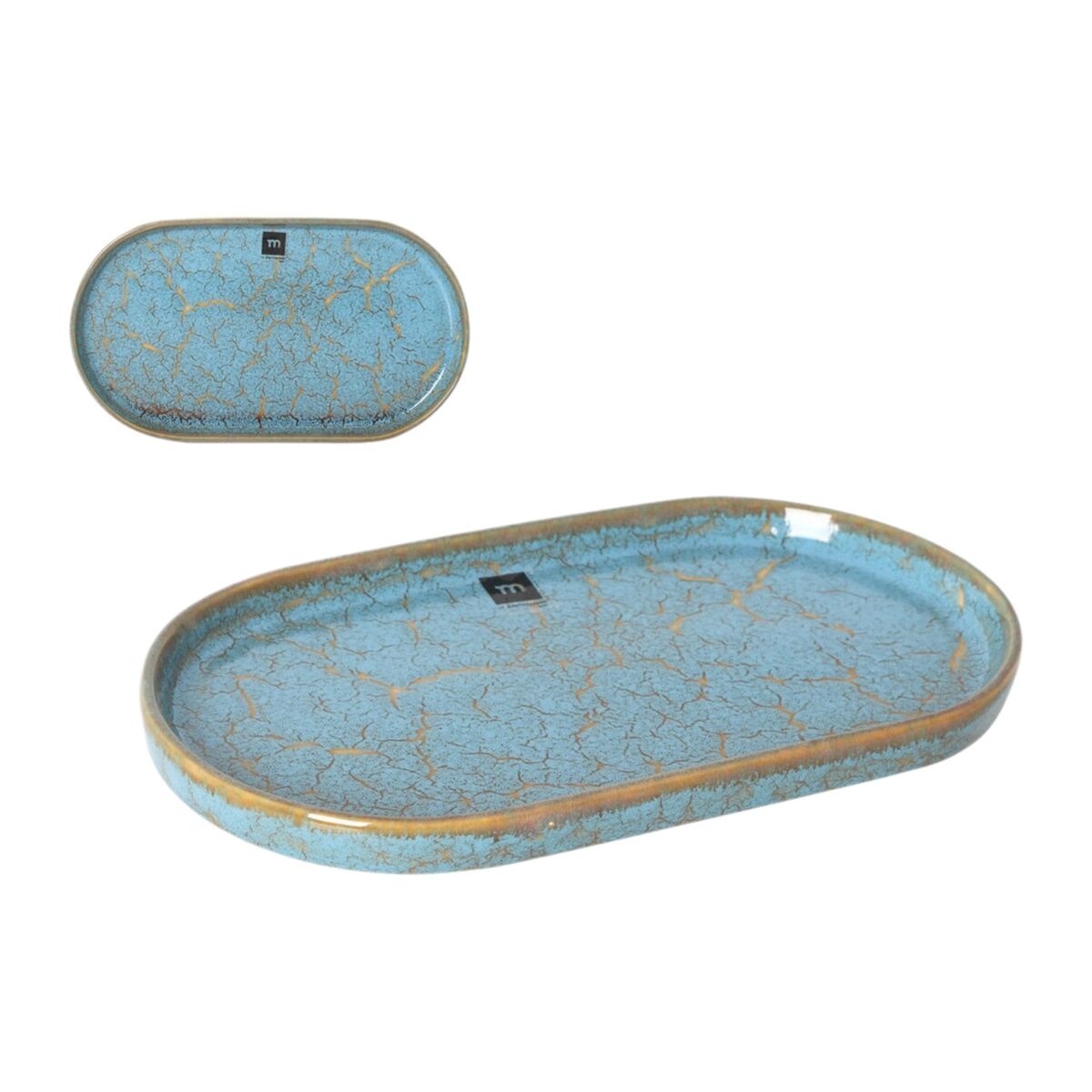 Serving Platter La Mediterránea Scratch blue Porcelain Oval 25,3 x 13,5 x 2 cm (8 Units), view 3