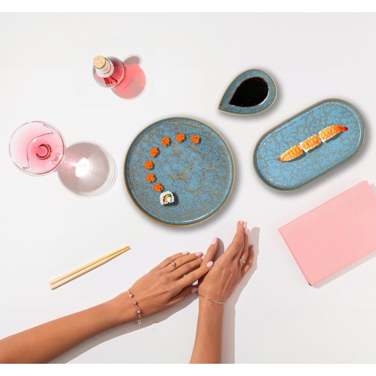 Serving Platter La Mediterránea Scratch blue Porcelain Oval 35,7 x 20,5 x 3 cm (6 Units), view 2