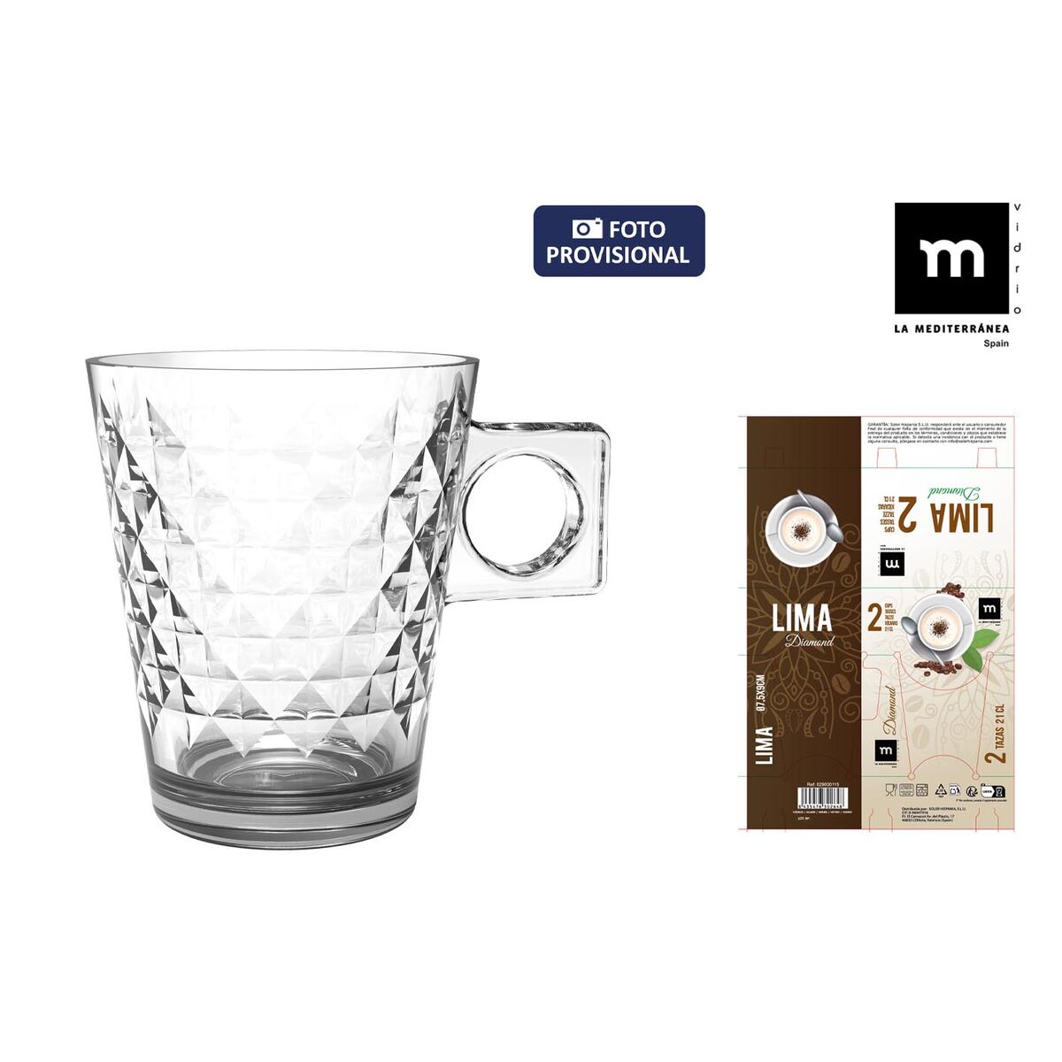 Image secondaire de Lot de tasses La Mediterránea Lima diamond 2 Pièces (36 Unités)