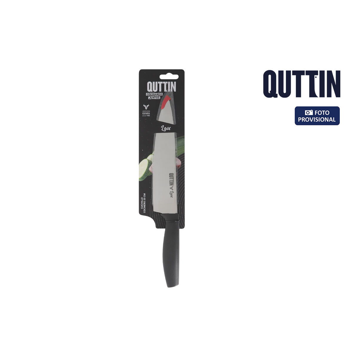 Image secondaire de Couteau de cuisine Quttin Laos Noir Argenté 20 cm (24 Unités)