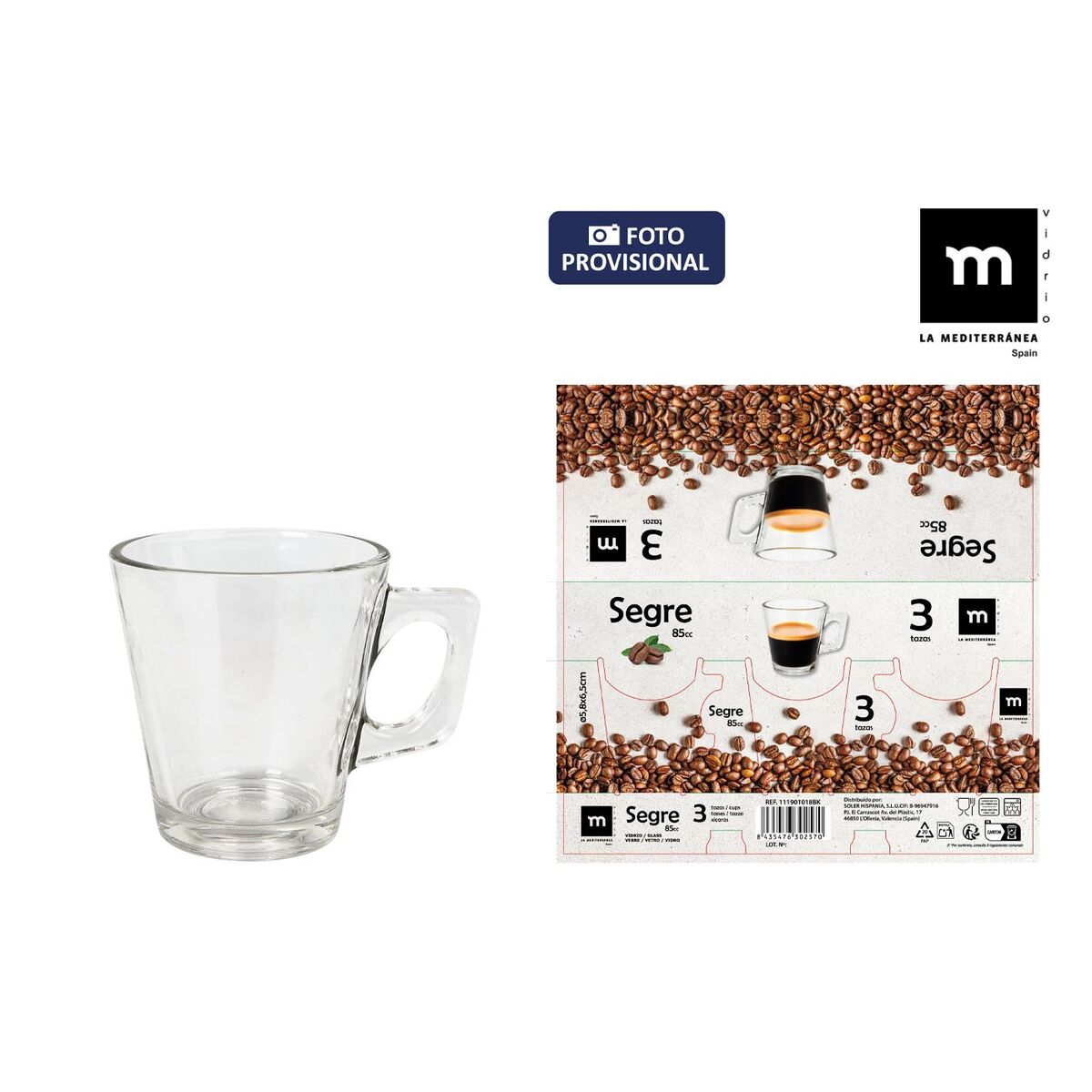 Image secondaire de Ensemble de tasses à café La Mediterránea Segre 3 Pièces (24 Unités)
